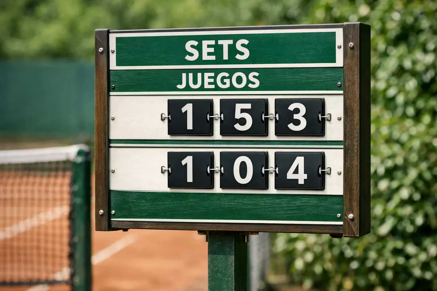 Diferentes tipos de marcadores de tenis mostrando sets y juegos